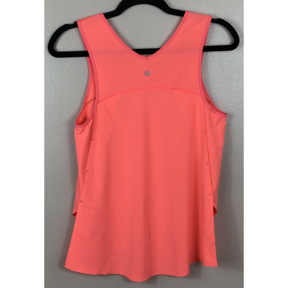 Lululemon Women's Sz 4 Run Split Singlet Sleeveless Scoop Neck Tank Orange Coral - Picture 6 of 12